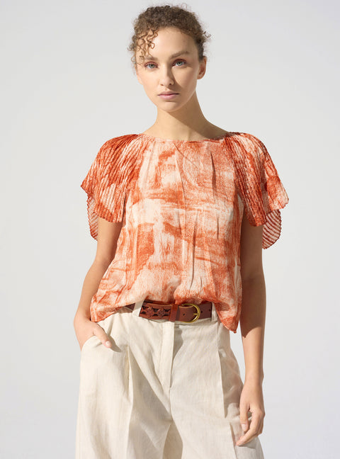 Tank top with pleated ruffles