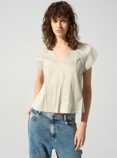 Crystal pleated blouse